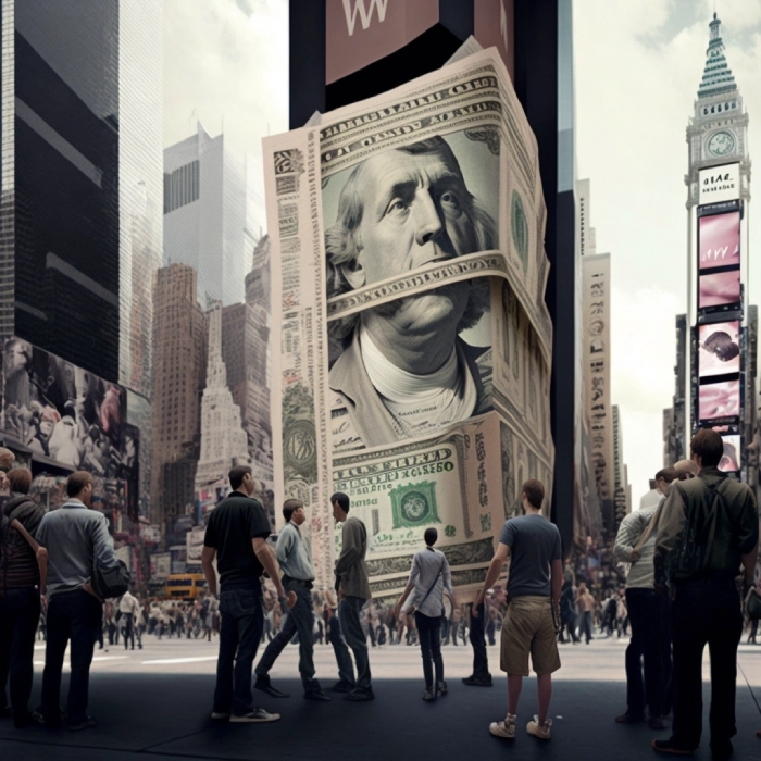 Time square bespoke with dollar bills